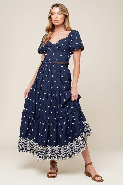 bebe-alert-navy-woven-midi-skirt Flying Tomato-Sophia's Style-3
